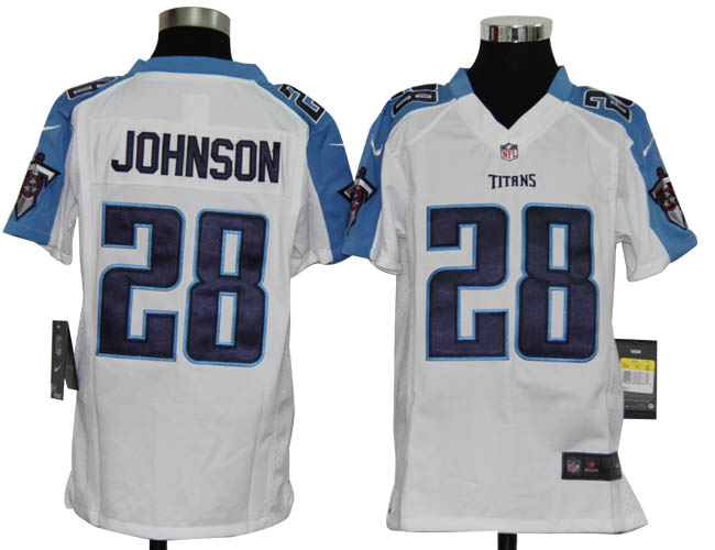 Tennessee Titans 28 Chris Johnson White youths Team Nike Game Jersey